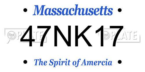 47NK17 Massachusetts License Plate