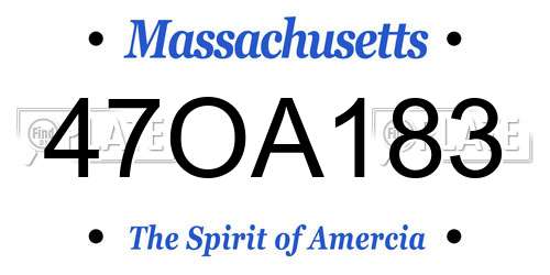 47OA183 Massachusetts License Plate
