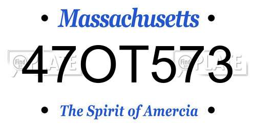 47OT573 Massachusetts License Plate