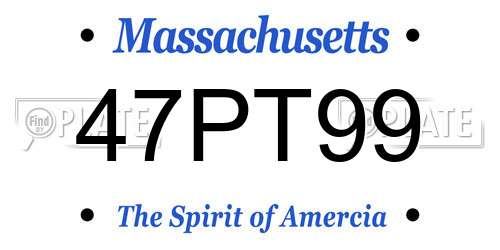 47PT99 Massachusetts License Plate