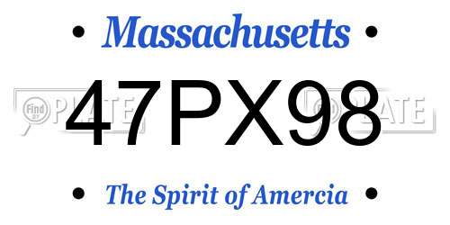 47PX98 Massachusetts License Plate