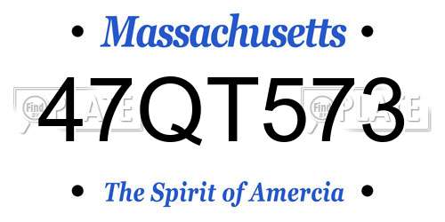 47QT573 Massachusetts License Plate