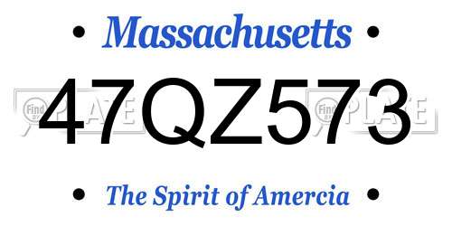 47QZ573 Massachusetts License Plate
