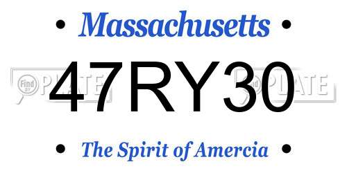 47RY30 Massachusetts License Plate