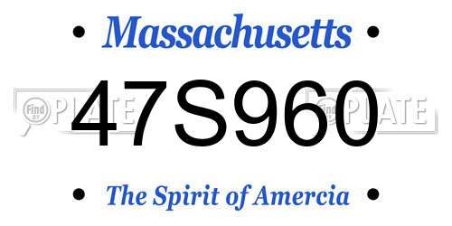 47S960 Massachusetts License Plate