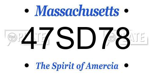 47SD78 Massachusetts License Plate
