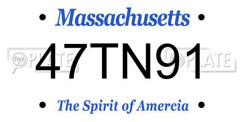 47TN91 Massachusetts License Plate
