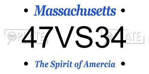47VS34 Massachusetts License Plate