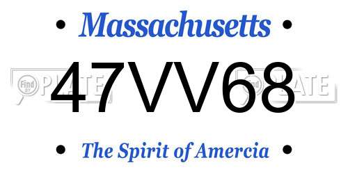 47VV68 Massachusetts License Plate
