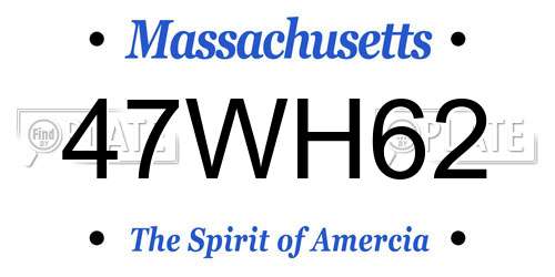 47WH62 Massachusetts License Plate