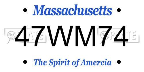 47WM74 Massachusetts License Plate