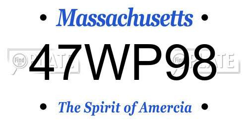 47WP98 Massachusetts License Plate
