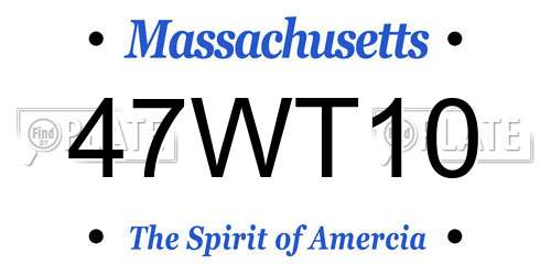 47WT10 Massachusetts License Plate