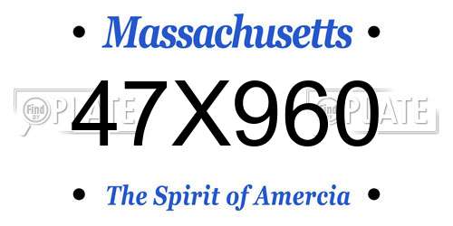 47X960 Massachusetts License Plate