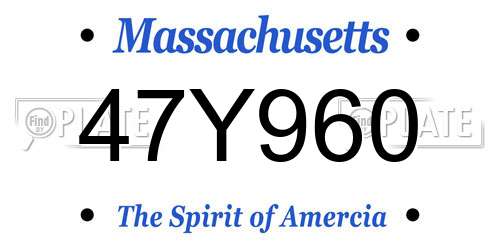 47Y960 Massachusetts License Plate