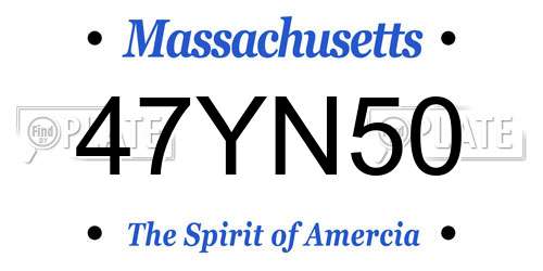 47YN50 Massachusetts License Plate