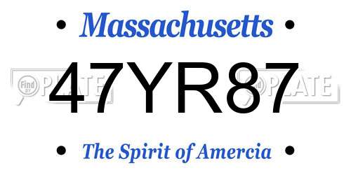 47YR87 Massachusetts License Plate
