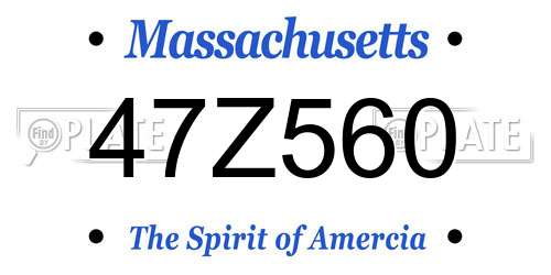 47Z560 Massachusetts License Plate