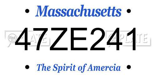 47ZE241 Massachusetts License Plate