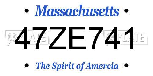 47ZE741 Massachusetts License Plate