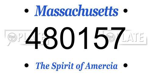 480157 Massachusetts License Plate