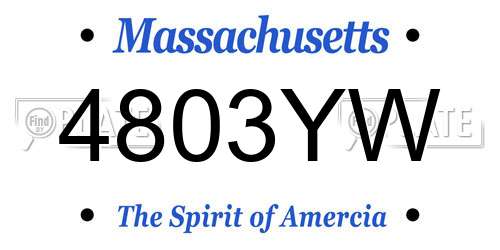 4803YW Massachusetts License Plate