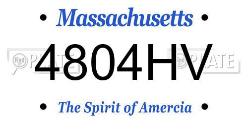 4804HV Massachusetts License Plate