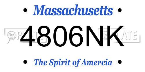 4806NK Massachusetts License Plate