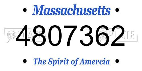 4807362 Massachusetts License Plate