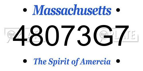 48073G7 Massachusetts License Plate