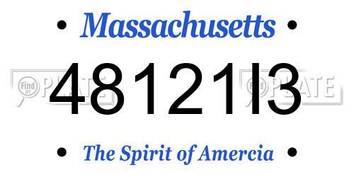 48121I3 Massachusetts License Plate