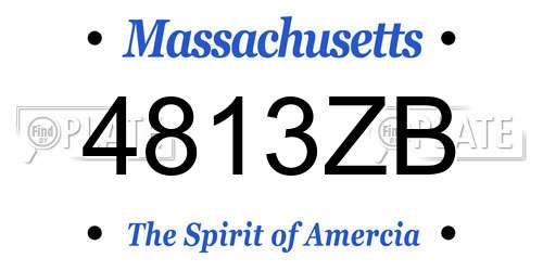 4813ZB Massachusetts License Plate