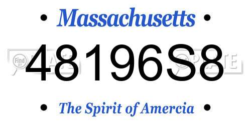 48196S8 Massachusetts License Plate