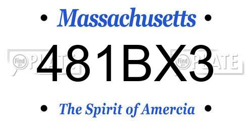 481BX3 Massachusetts License Plate