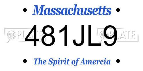 481JL9 Massachusetts License Plate