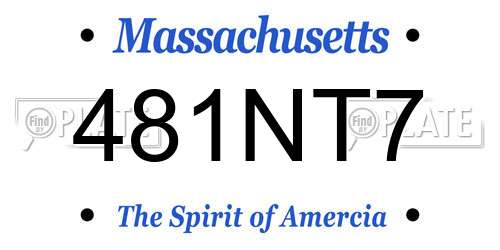481NT7 Massachusetts License Plate