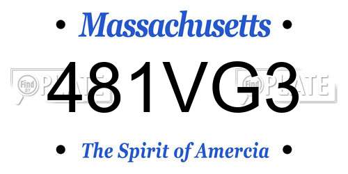 481VG3 Massachusetts License Plate