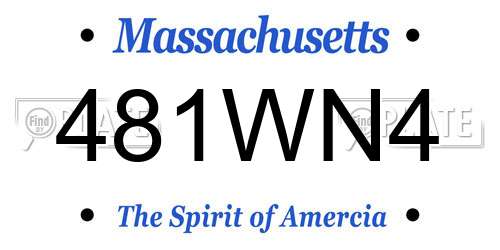481WN4 Massachusetts License Plate