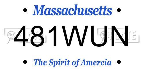 481WUN Massachusetts License Plate