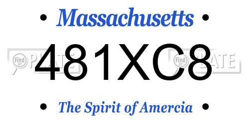 481XC8 Massachusetts License Plate