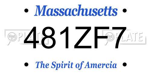 481ZF7 Massachusetts License Plate