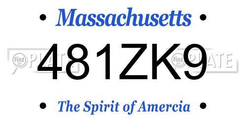 481ZK9 Massachusetts License Plate