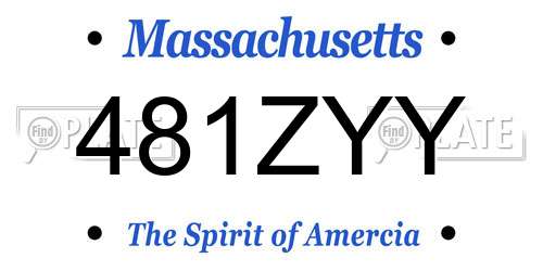 481ZYY Massachusetts License Plate