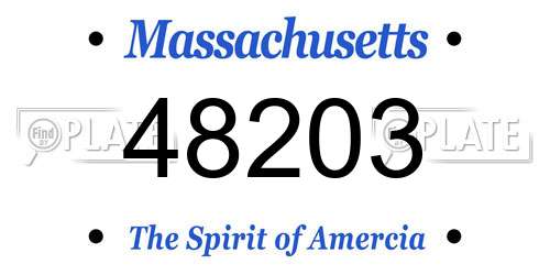 48203 Massachusetts License Plate