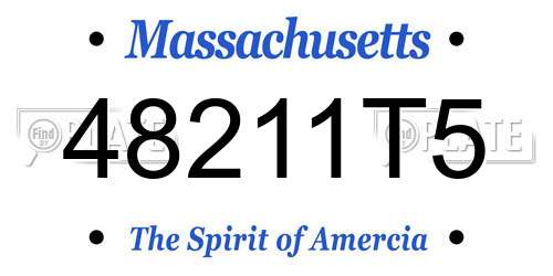 48211T5 Massachusetts License Plate
