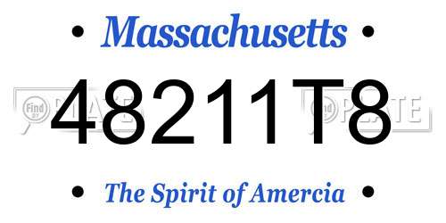 48211T8 Massachusetts License Plate