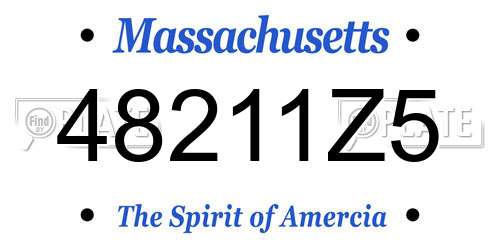 48211Z5 Massachusetts License Plate