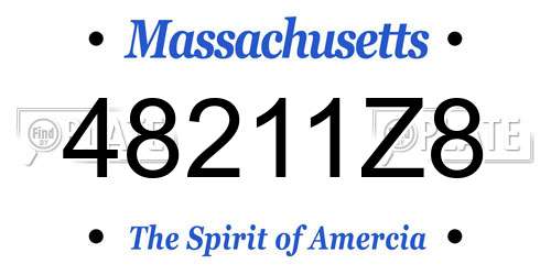 48211Z8 Massachusetts License Plate
