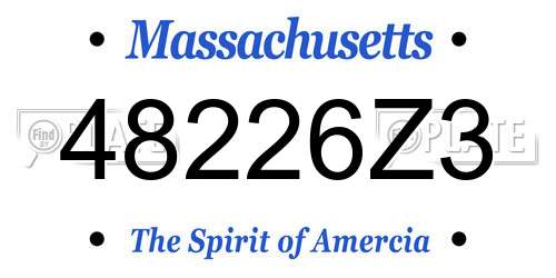 48226Z3 Massachusetts License Plate