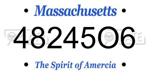 48245O6 Massachusetts License Plate